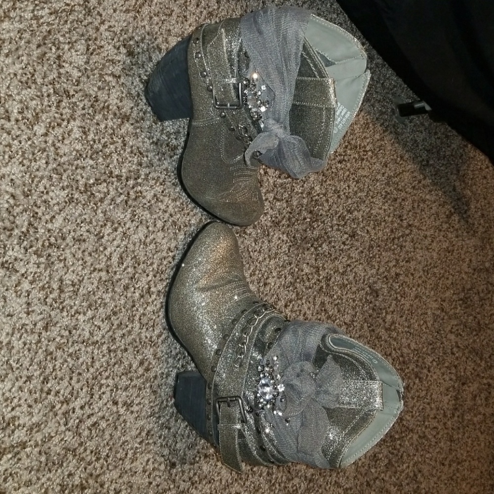 Sparkly bootie heels